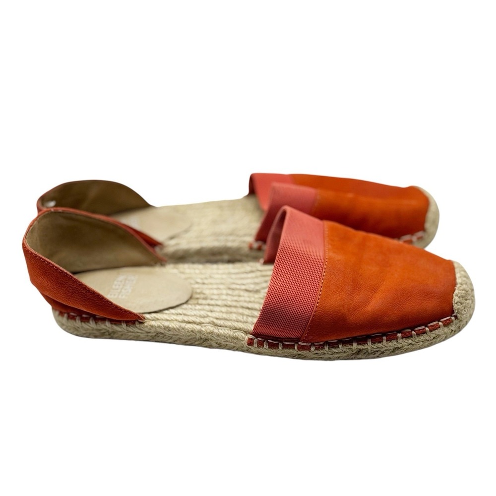 Eileen Fisher Lace‎ D'Orsay Espadrille Flats Red-Orange Nubuck 7.5